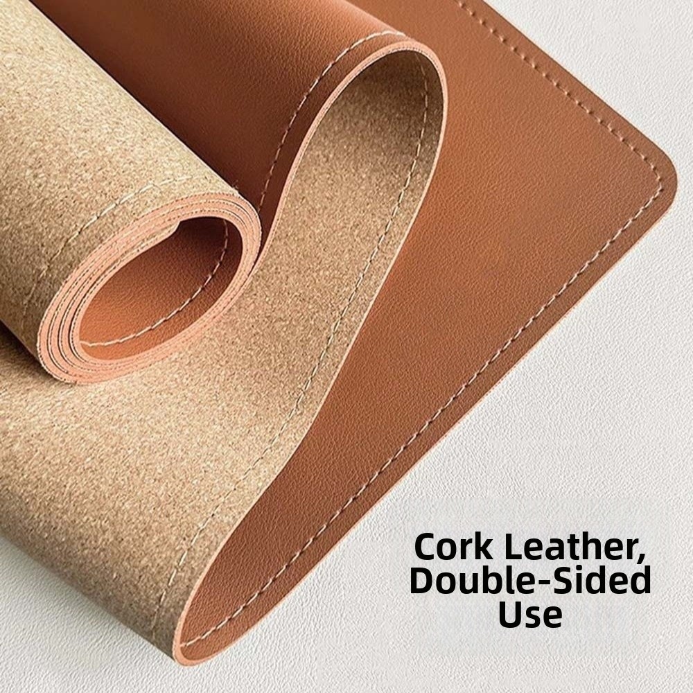 Leatherwork Table - Desk Blotter Leather Writing Pad Cork