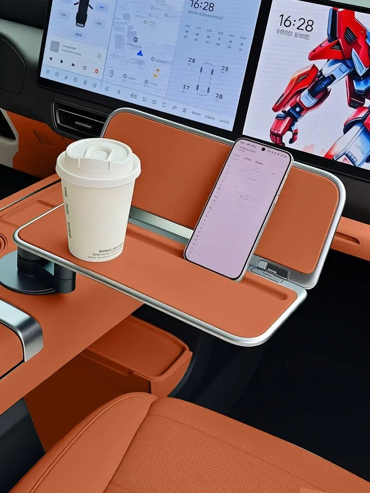 Leatherwork Table - Center Console Small Table Foldable Cup