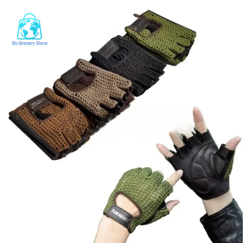 Leather Work For Car - Leather Mesh Fingerless Gloves Motocross Fishnet