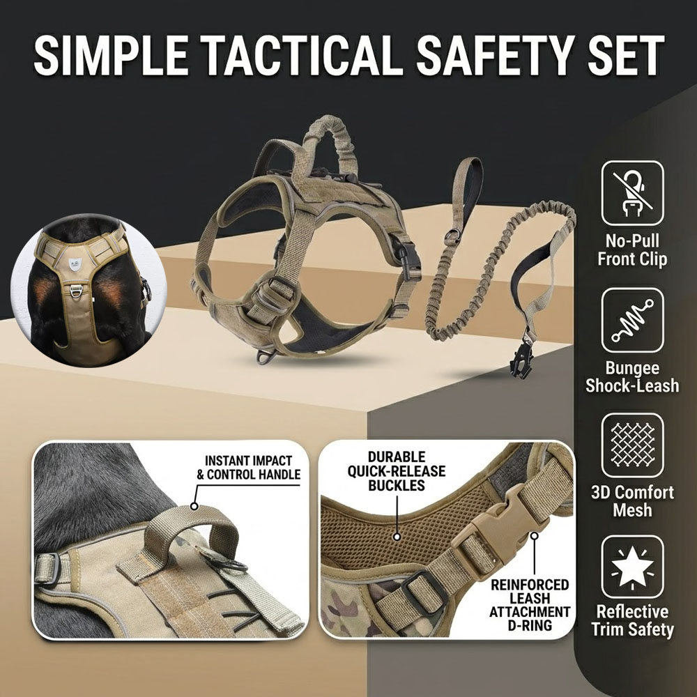 Leather Work Vest For Men - Tactical Dog Harness No Pull Adjustable