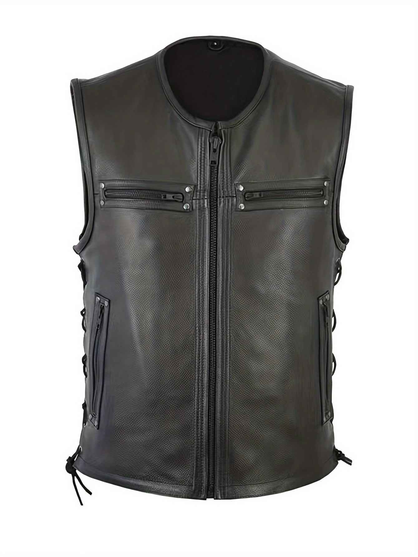 Men Solid Color Vest Motorcycl - đánh giá và giá Leather Work Vest For Men