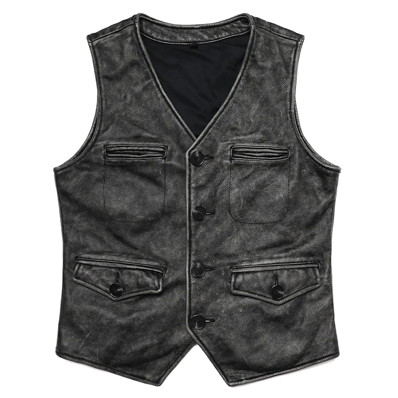 New Gery Vintage Genuine Leath - đánh giá và giá Leather Work Vest For Men