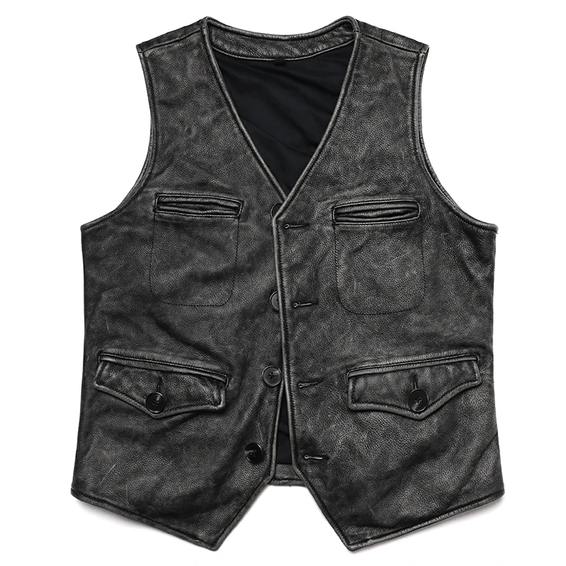 New Gery Vintage Genuine Leath - đánh giá và giá Leather Work Vest For Men