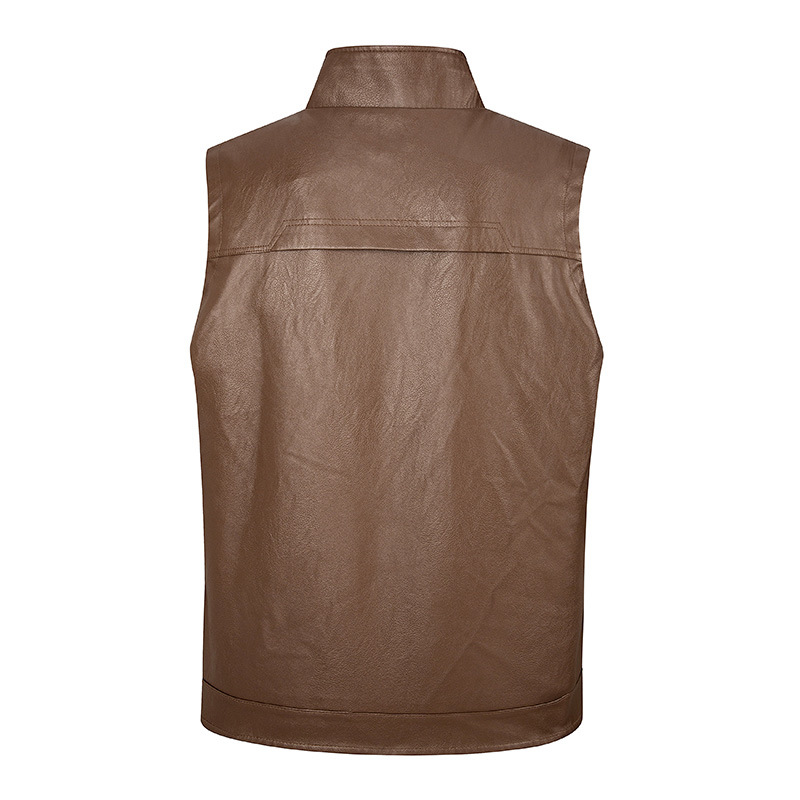 Men's leather vest, thin stand - đánh giá và giá Leather Work Vest For Men