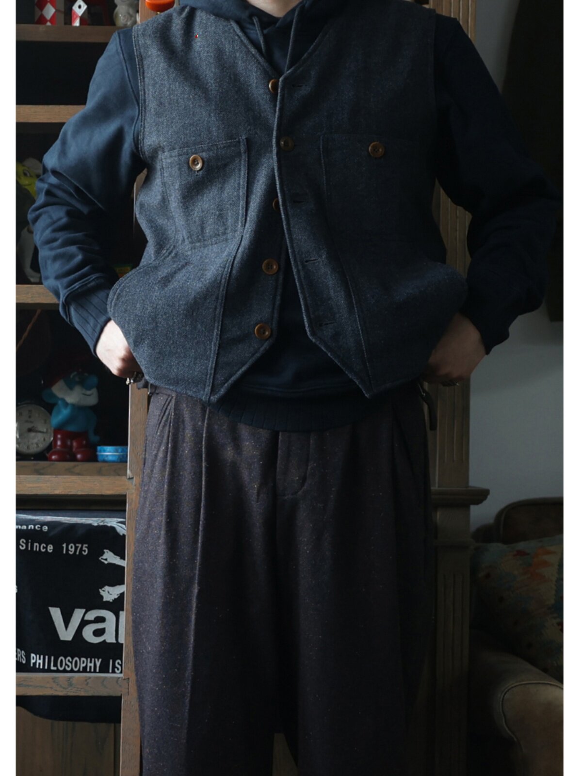 Secondorder FW24 Vintage Wool  - đánh giá và giá Leather Work Vest For Men