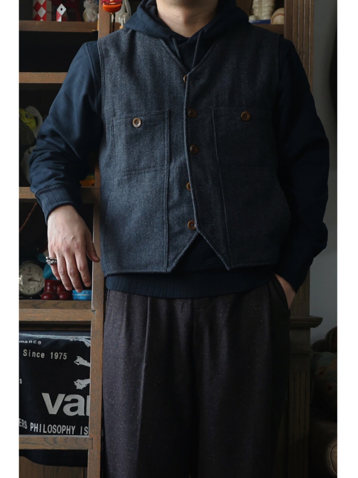 Secondorder FW24 Vintage Wool  - đánh giá và giá Leather Work Vest For Men