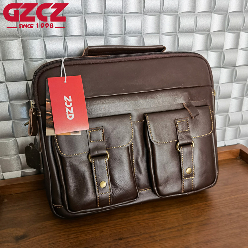 GZCZ Men's Handbag Leisure Bus - đánh giá và giá Leather Work Handbag
