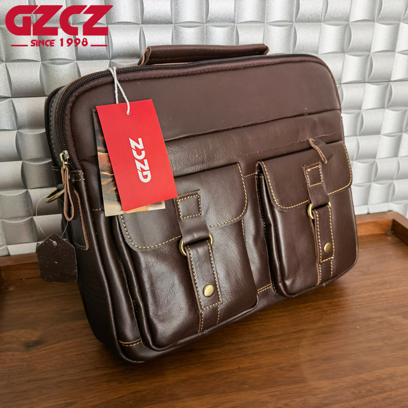 GZCZ Men's Handbag Leisure Bus - đánh giá và giá Leather Work Handbag