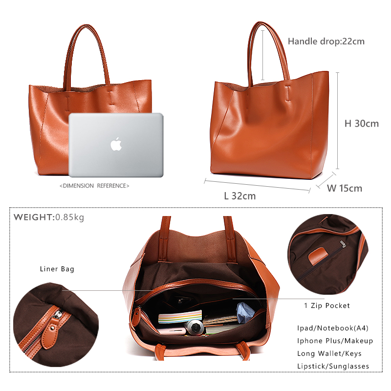 Minimalist Big Tote Bag Women  - đánh giá và giá Leather Work Handbag