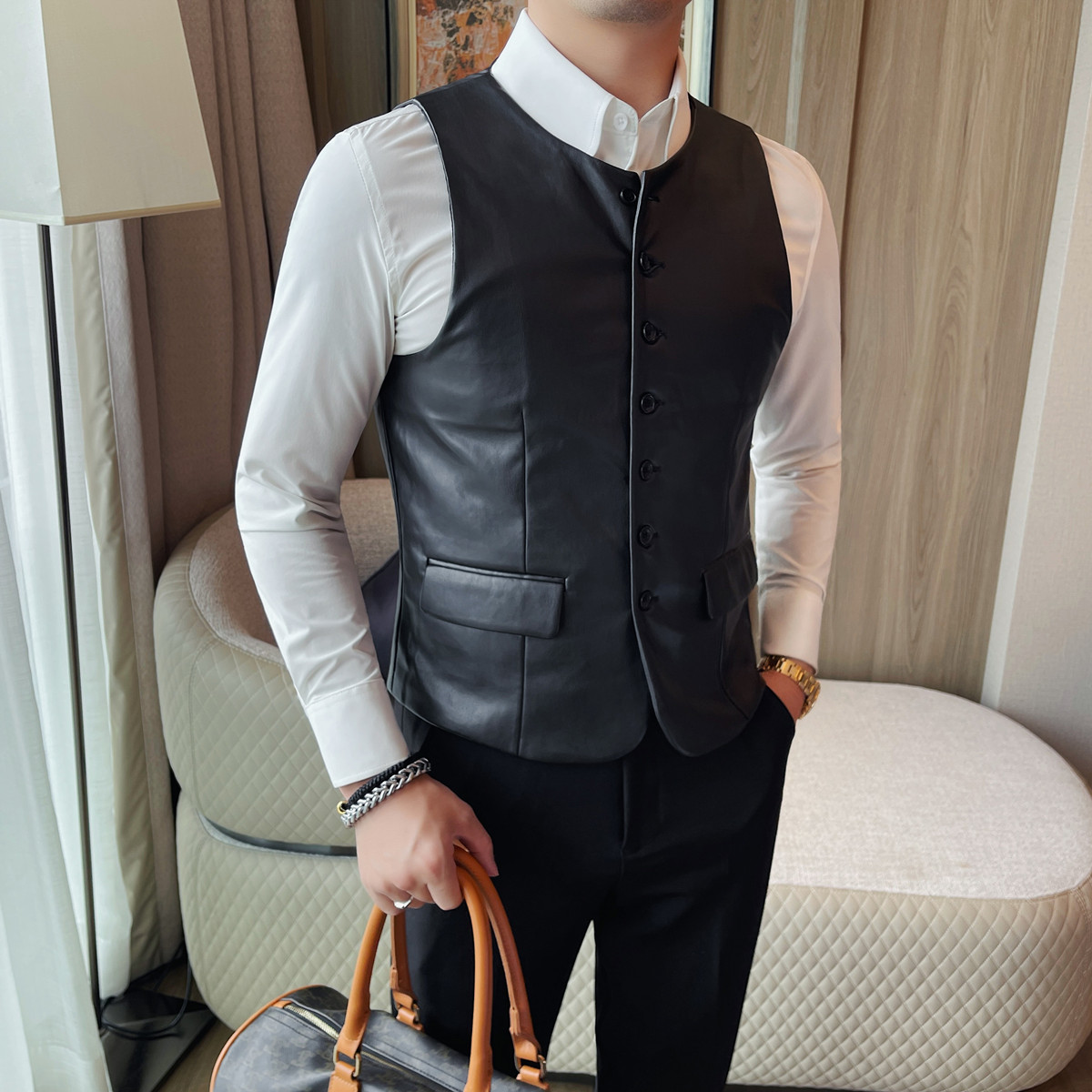 2025 Autumn Men's Casual Leath - đánh giá và giá Leather Work Vest For Men