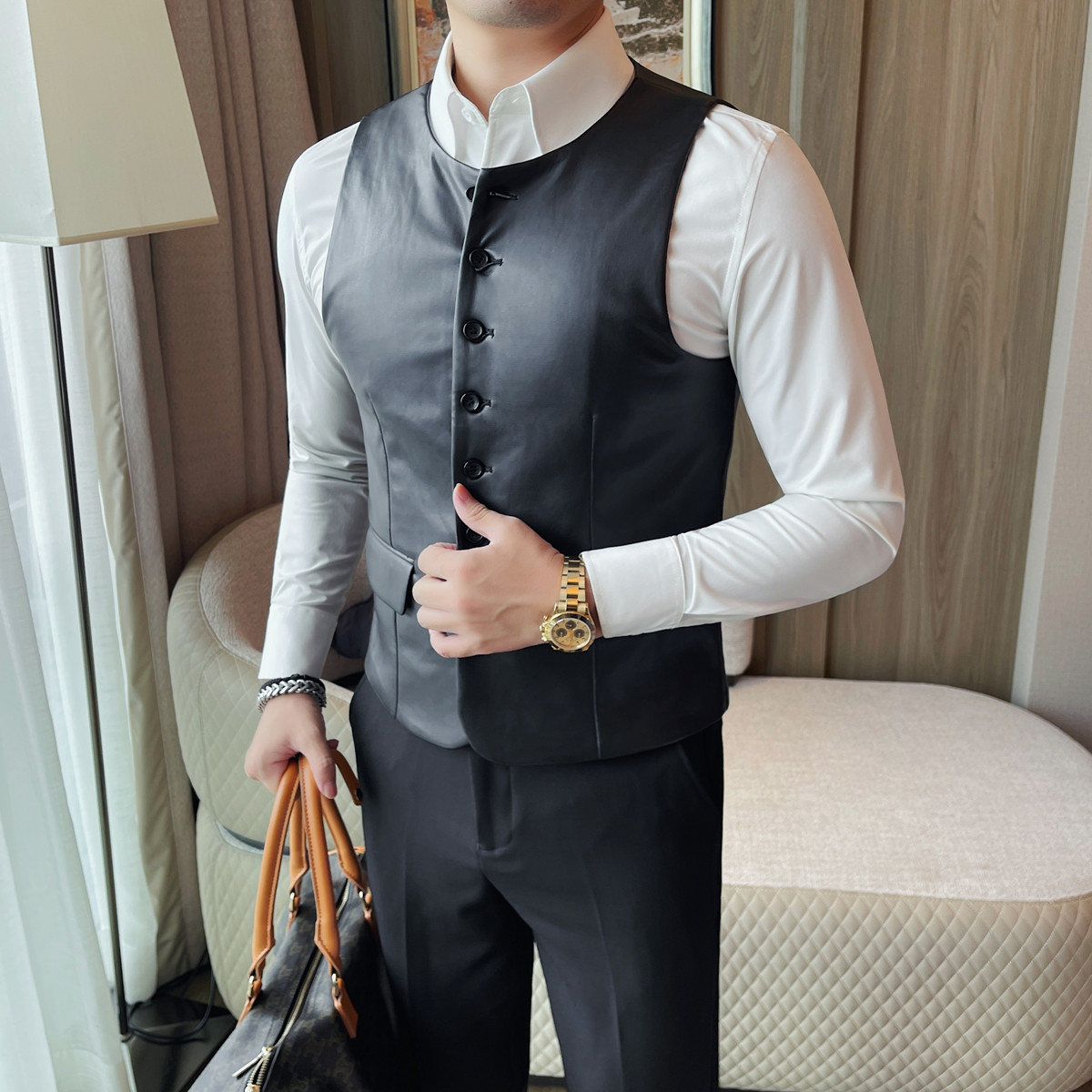 2025 Autumn Men's Casual Leath - đánh giá và giá Leather Work Vest For Men