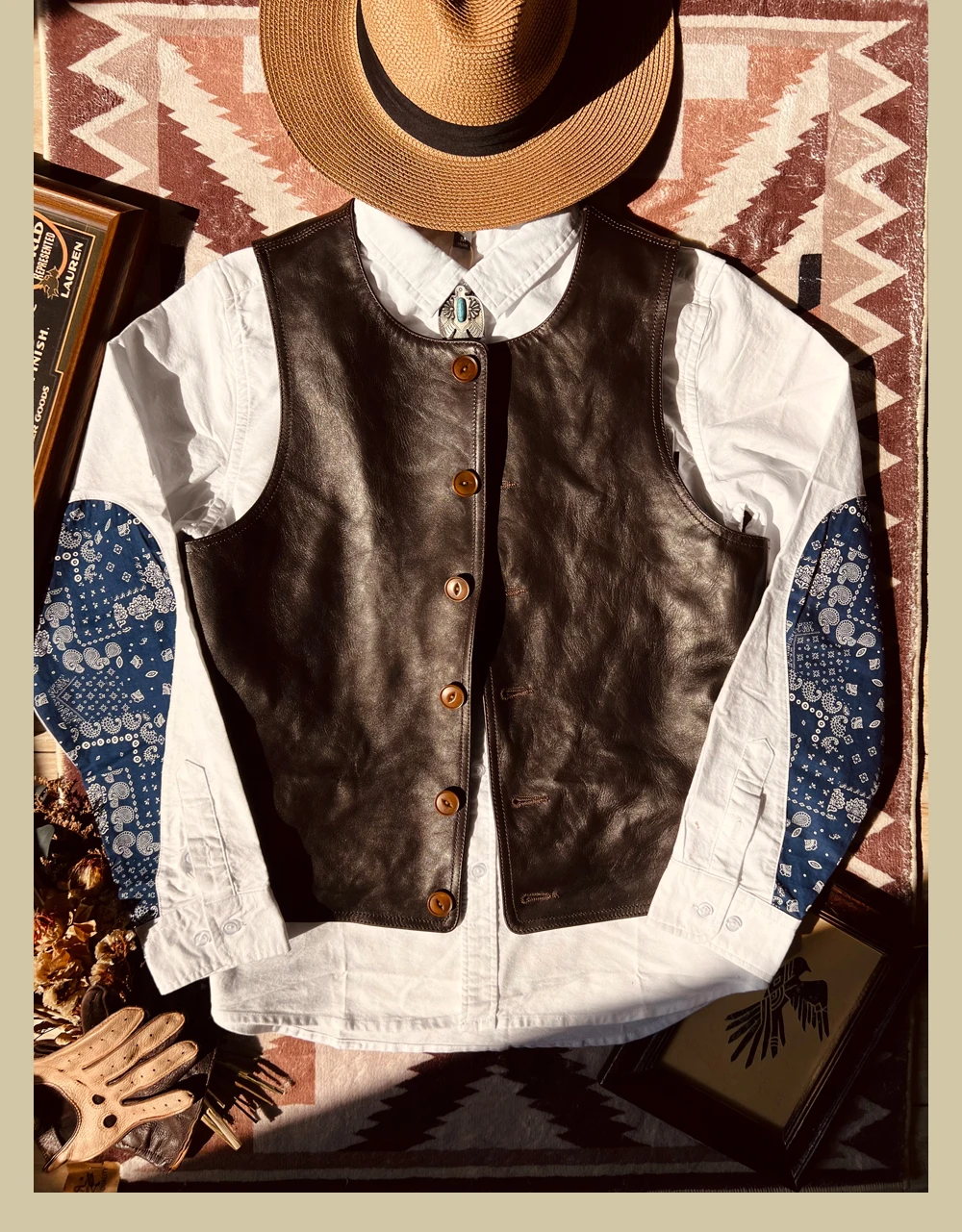 YR!Free shipping.Japanese Vint - đánh giá và giá Leather Work Vest For Men